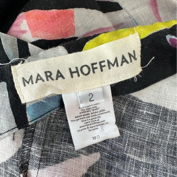 Mara Hoffman One Shoulder Linen Mini Dress in Xylophone Black - Picture 9 of 10